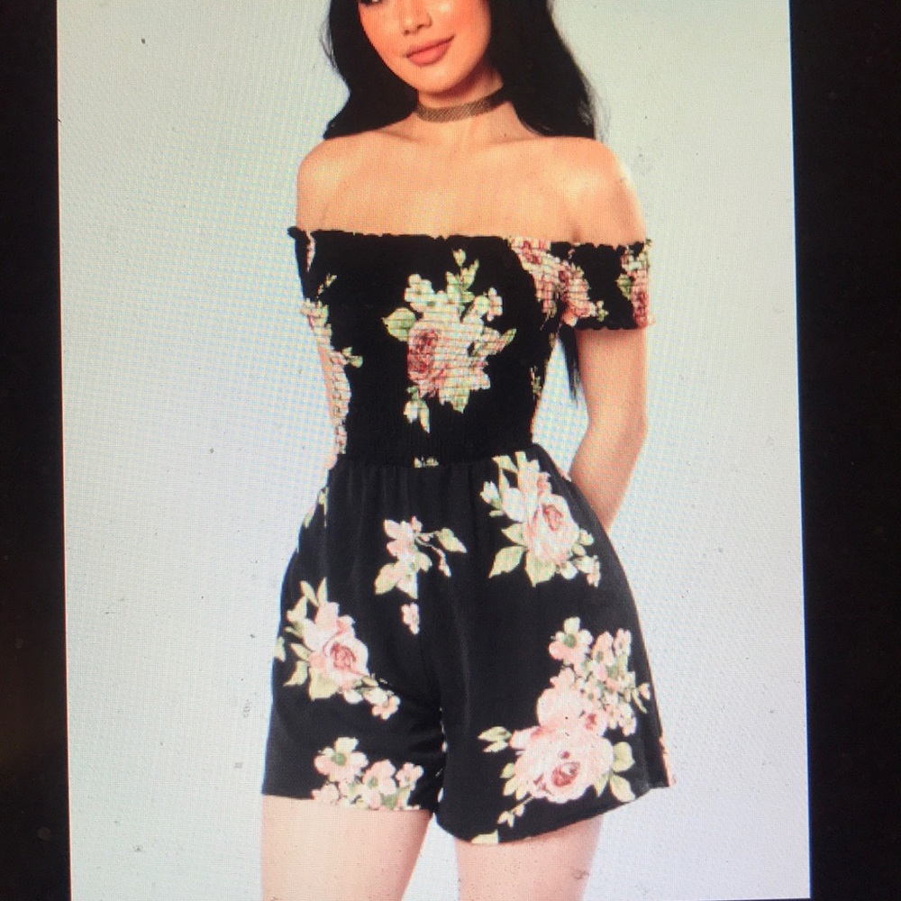 Black Floral Romper (only worn once)